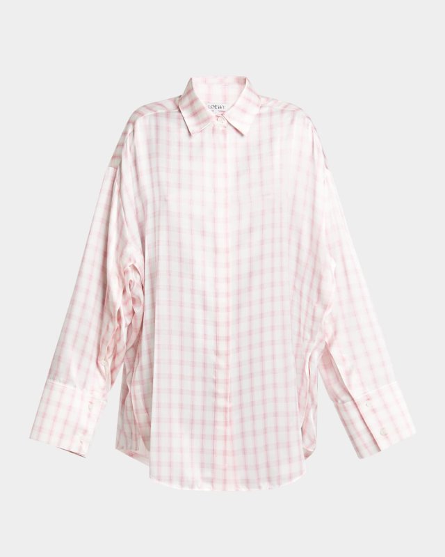 Plaid Button Down Oversized Blouse